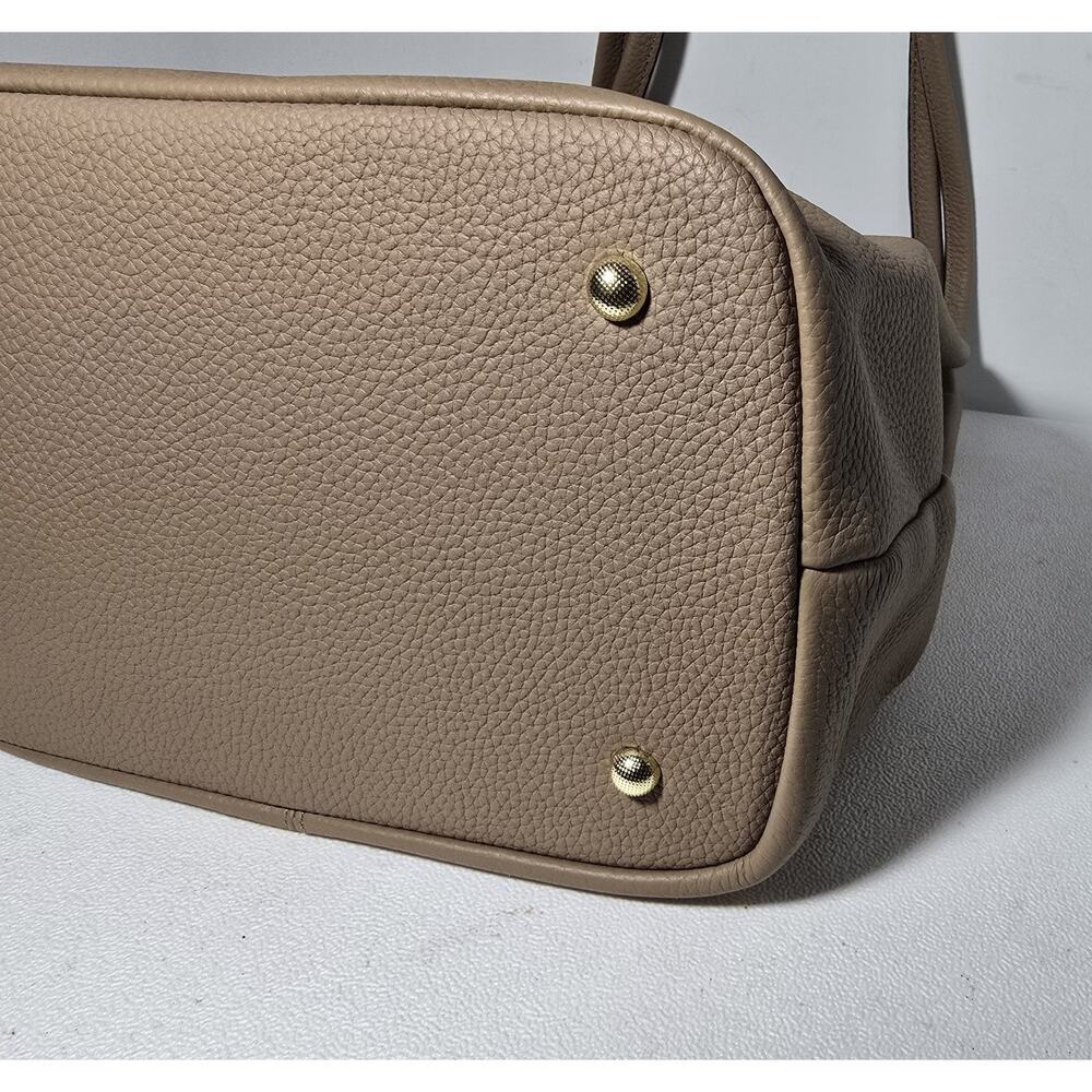 Kattee Leather Shoulder Bag Tote Purse Handbag Soft Genuine Leather Taupe - Picture 8 of 15
